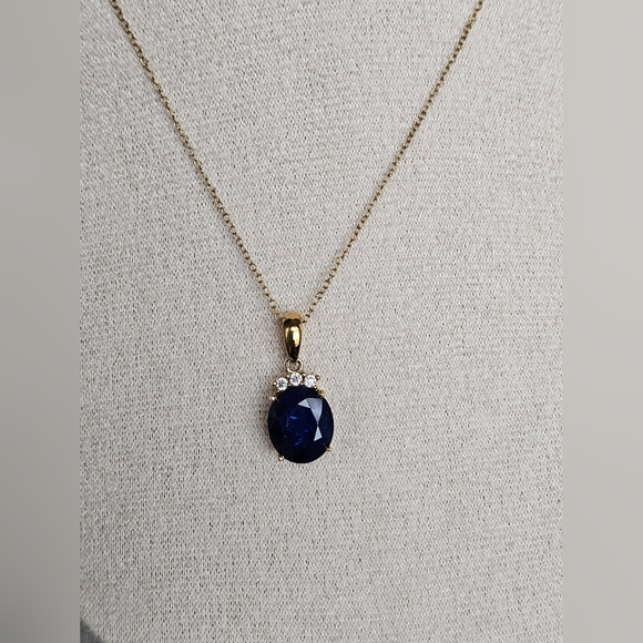 Genuine Blue Sapphire Necklace 18K Gold over Sterling Silver